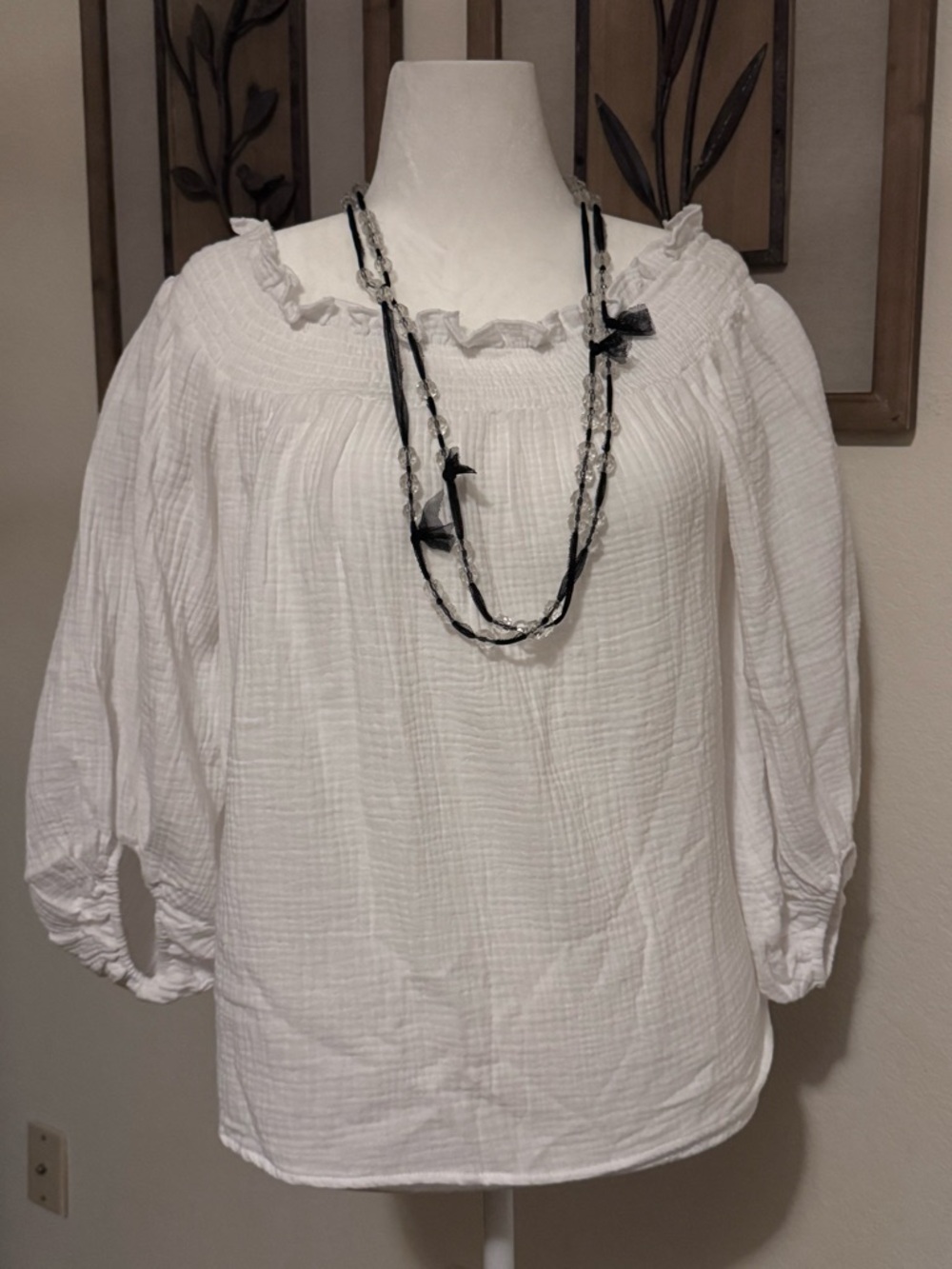 HYFVE White Ruffle-Neck Peasant Blouse